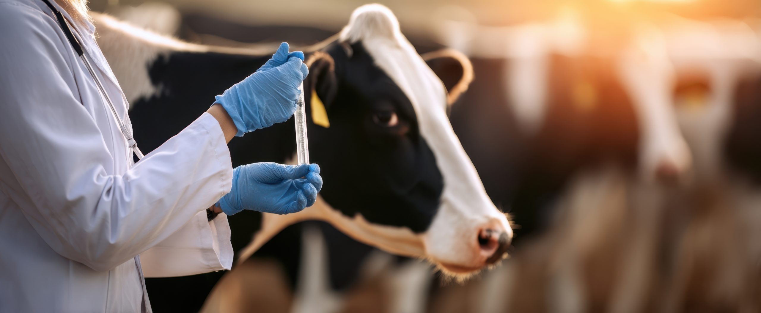 Veterinarian conducting tests on livestock